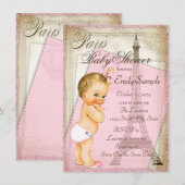 Parijse Baby Meisje Douche Kaart (Voorkant / Achterkant)