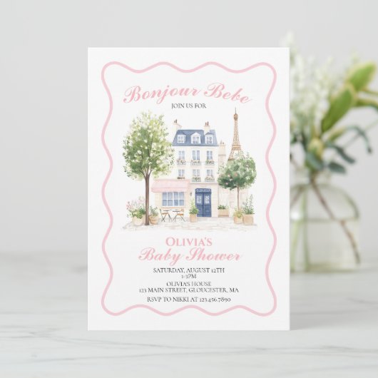 Parijse Baby shower Parijse Cafe Tea Party Kaart (Staand voorkant)