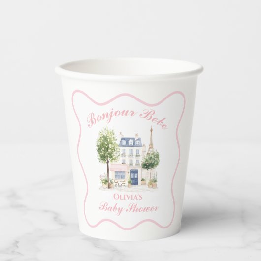 Parijse Baby shower Parijse Cafe Tea Party Papieren Bekers (Voorkant)
