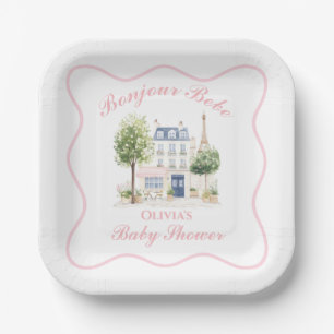Parijse Baby shower Parijse Cafe Tea Party Papieren Bordje