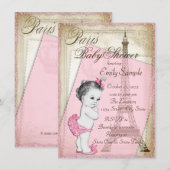  Parijse Baby shower roze en goud Kaart (Voorkant / Achterkant)