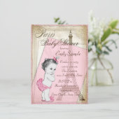  Parijse Baby shower roze en goud Kaart (Staand voorkant)