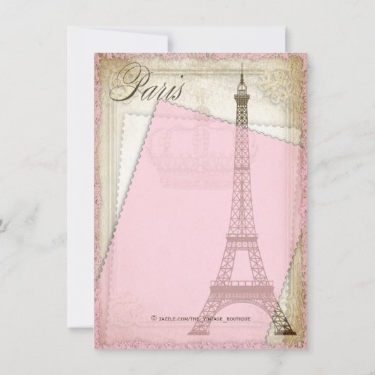 Parijse Baby shower roze en goud Kaart (Achterkant)