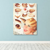 Parijse bakkerij cupcake gebak koekje canvas afdruk (Insitu (Houten vloer))
