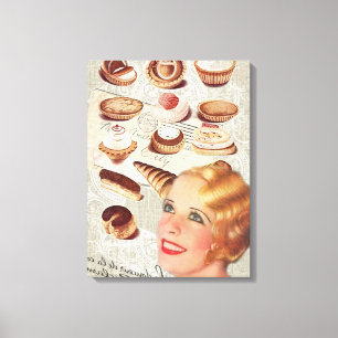 Parijse bakkerij cupcake gebak koekje canvas afdruk