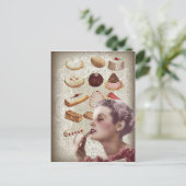 Parijse bakkerij cupcake gebak retro koekjes briefkaart (Staand voorkant)