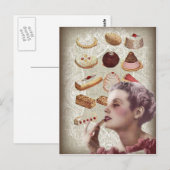 Parijse bakkerij cupcake gebak retro koekjes briefkaart (Voorkant / Achterkant)