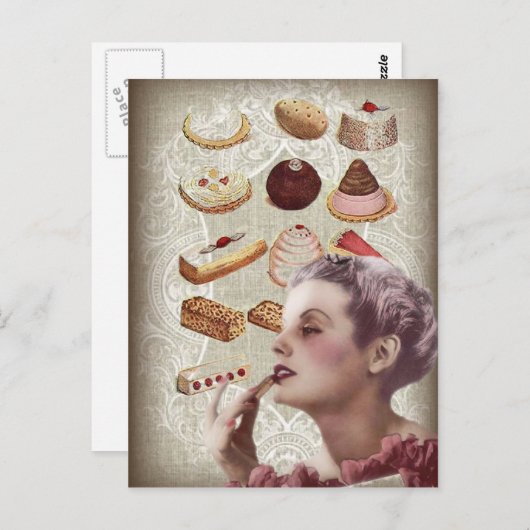 Parijse bakkerij cupcake gebak retro koekjes briefkaart (Voorkant / Achterkant)