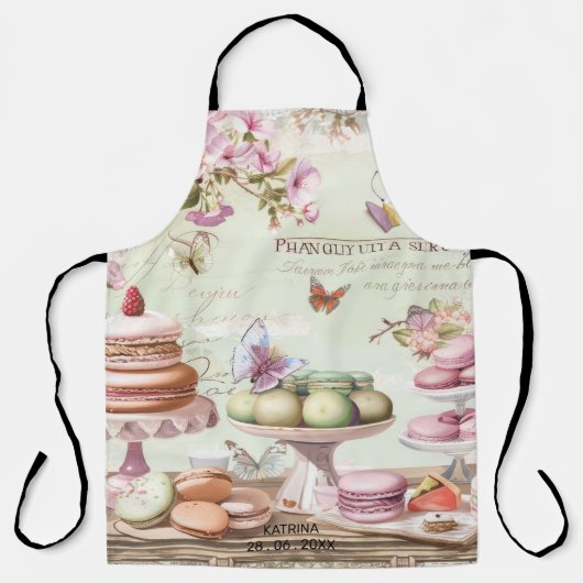  Parijse Bakkerij Custom Name Schort (Voorkant)