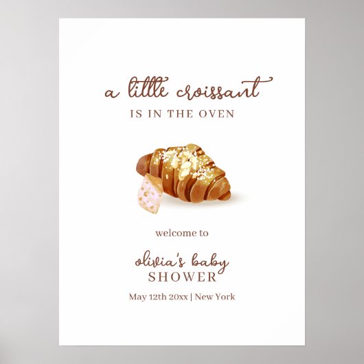 Parijse Bakkerij Pastry Croissant Baby shower Welk Poster (Voorkant)