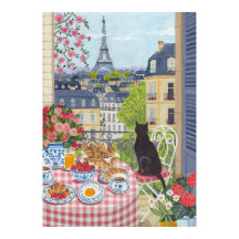 Parijse balkon breakfast kat Eiffeltoren uitzicht 