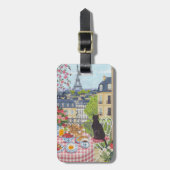 Parijse Balkon Kat Eiffeltoren Reis Bagage Label (Voorkant verticaal)