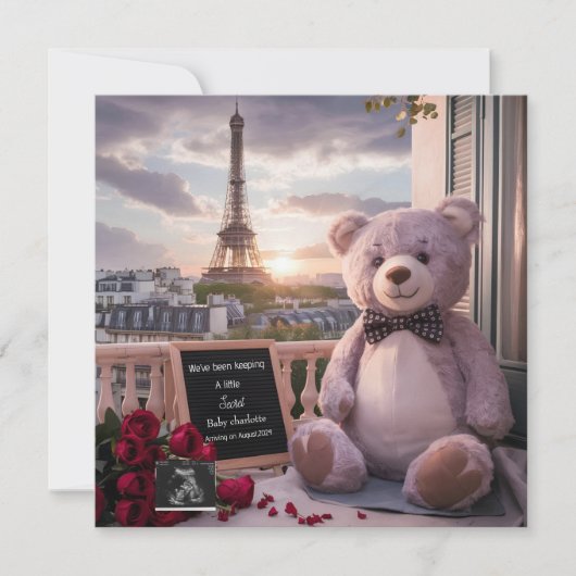 Parijse Beer zwangerschapsaankondiging Kaart (Voorkant)