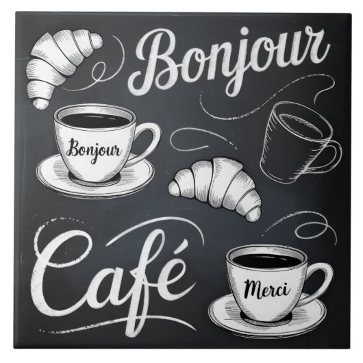 Parijse Bistro Krijtbord Café Tegeltje (Voorkant)