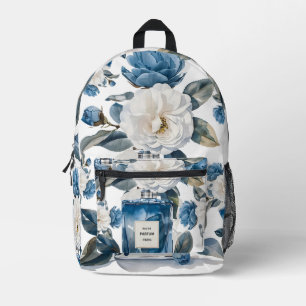 Parijse Blauwe Parfum Waterverf Bloemen Rugzak