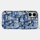 Parijse Blauwe Toile patterned stof Case-Mate iPhone Case (Achterkant (horizontaal))