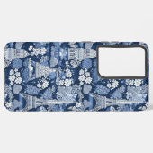 Parijse Blauwe Toile patterned stof Samsung Galaxy Hoesje (Linkerkant)