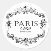 Parijse bloemenmarkt ronde sticker (Voorkant)