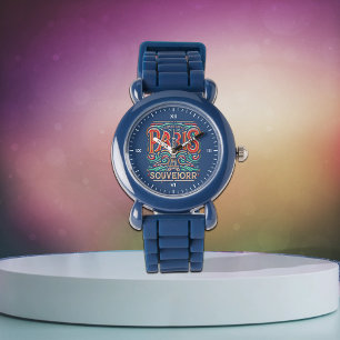 Parijse Bloom Love Symphony Kinder Blue Silicone Horloge