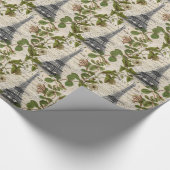 Parijse botanische kunst Paris Eiffeltoren Cadeaupapier (Hoek)