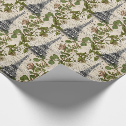 Parijse botanische kunst Paris Eiffeltoren Cadeaupapier (Hoek)