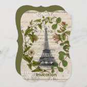 Parijse botanische kunst Paris Eiffeltoren Kaart (Voorkant / Achterkant)