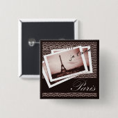 Parijse Briefkaarten Vierkante Button 5,1 Cm (Voorkant /achterkant)