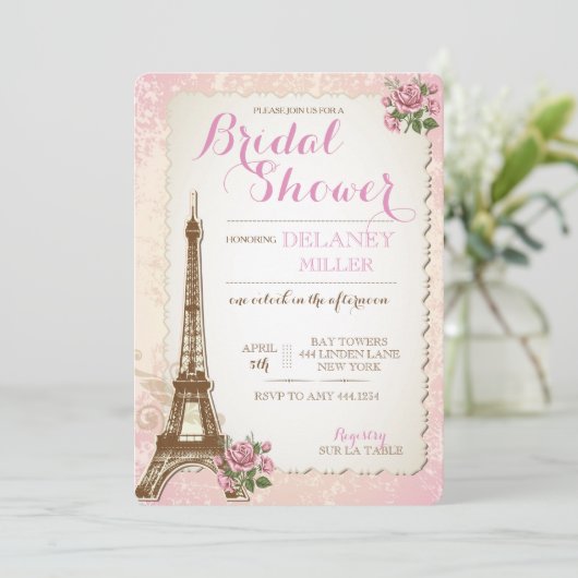  Parijse bruidsdoucheuitnodigingen Kaart (Staand voorkant)