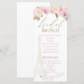 Parijse bruidsfeest, Frans thema Brunch Menu (Voorkant / Achterkant)