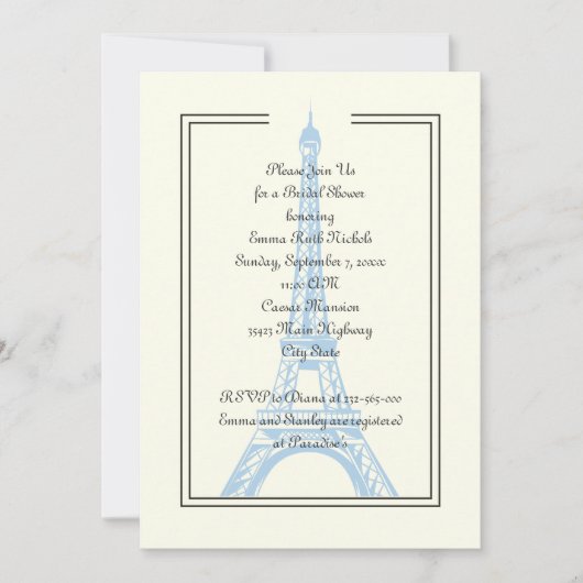 Parijse bruiloft blauw Eiffeltoren vrijgezellenfee Kaart (Voorkant)