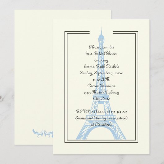Parijse bruiloft blauw Eiffeltoren vrijgezellenfee Kaart (Voorkant / Achterkant)