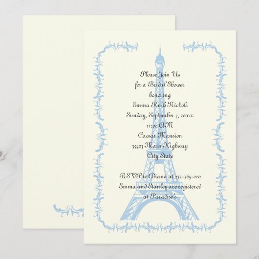 Parijse bruiloft blauw Eiffeltoren vrijgezellenfee Kaart (Voorkant / Achterkant)