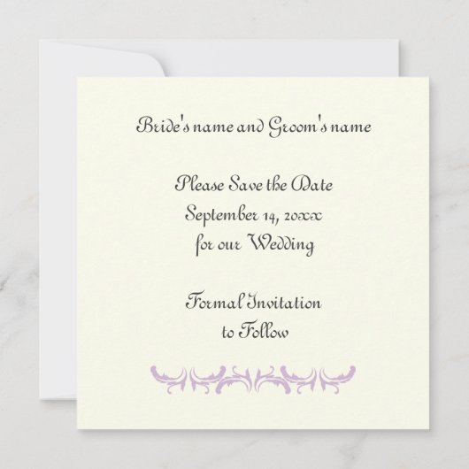 Parijse bruiloft paarse Eiffeltoren Bewaar de datu Save The Date (Achterkant)