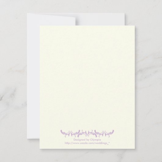 Parijse bruiloft paarse Eiffeltoren op ivoor RSVP (Achterkant)
