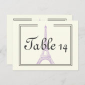 Parijse bruiloft paarse Eiffeltoren tafelnummer (Voorkant / Achterkant)