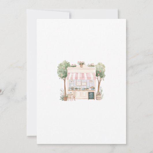 Parijse Cafe Afternoon Baby shower Kaart (Achterkant)