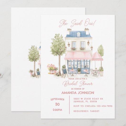 Parijse Cafe Afternoon Vrijgezellenfeest Kaart (Voorkant / Achterkant)