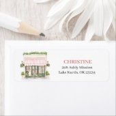 Parijse cafe baby shower Adreslabel Etiket (Insitu)