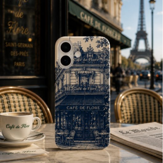 Parijse Café Blauw Wit Case-Mate iPhone Case