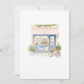 Parijse Cafe Blue Coquette Baby shower Kaart (Achterkant)