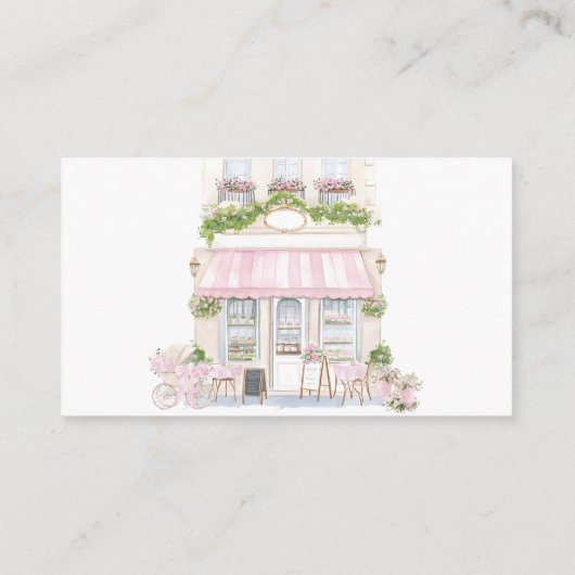 Parijse Cafe Bonjour Bebe Roze Baby shower Informatiekaartje (Achterkant)