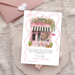 Parijse Café Bonjour Bebe Roze Strikje Dank je Kaart