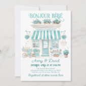 Parijse Café Bonjour Bebe thema Baby shower Kaart (Voorkant)