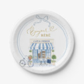 Parijse Cafe Boy Baby shower Papieren Bordje (Voorkant)