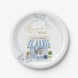 Parijse Cafe Boy Baby shower Papieren Bordje