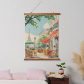 Parijse Café met Eiffel Uitzicht Hangend Wandkleed (Slaapkamer)