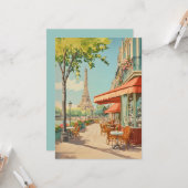 Parijse Café met Eiffel Uitzicht Kaart (Voorkant / Achterkant in situ)