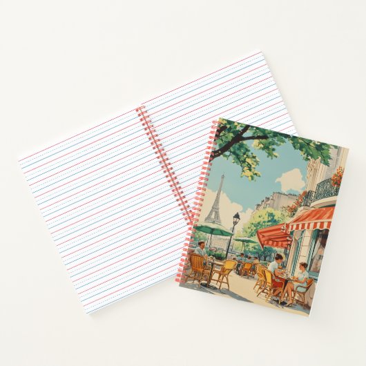 Parijse Café met Eiffel Uitzicht Notitieboek (Binnen)