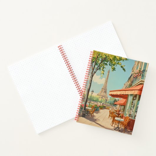 Parijse Café met Eiffel Uitzicht Notitieboek (Binnen)