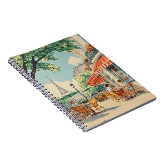 Parijse Café met Eiffel Uitzicht Notitieboek (Rechterzijde)